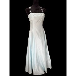 Blue Strappy Formal Gown Rhinestone Embellishments Evening Dress Prom S